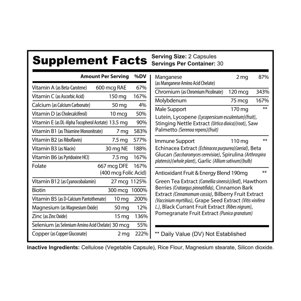 Haze Multivitamin for Men Supplement (60 Capsules)